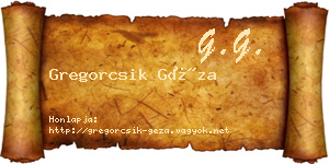 Gregorcsik Géza névjegykártya
